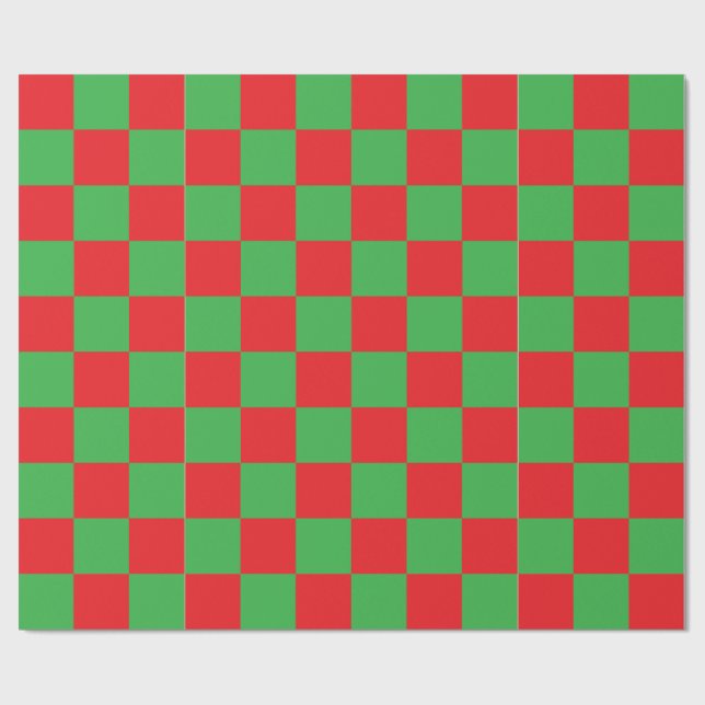 Papel De Presente Desenho Xadrez Vermelho e Verde  (Aberto)
