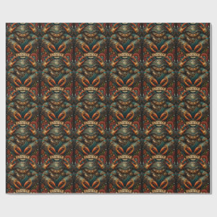 Papel De Presente Desenho Zodíaco Masculino Celestial Câncer