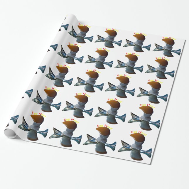 Papel De Presente Desenhos Excêntricos de Cabeça de Ovo (Desenrolado)