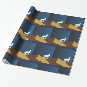 Papel De Presente Desert Coyote Howling Full Moon Thunder_Cove