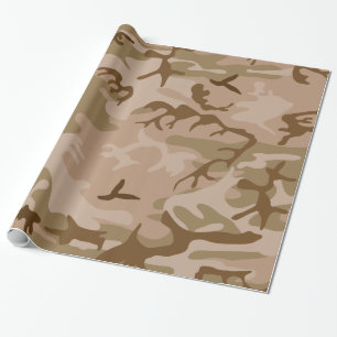 Papel De Presente Deserto Camo - Camuflagem Marrom