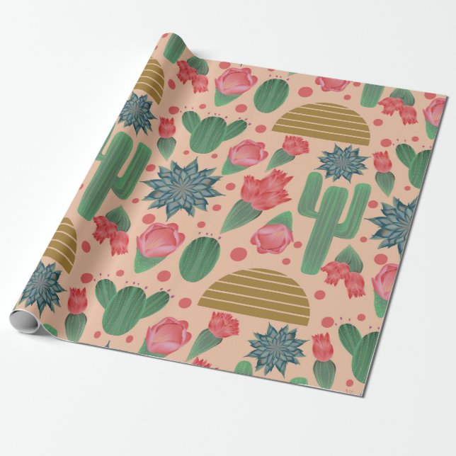 Papel De Presente Deserto Chás de fraldas Florais Rosa-Esbranquiçada (Desenrolado)