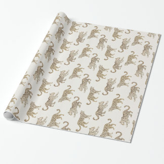 Papel De Presente Desfile de leopardo em creme