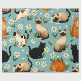Papel De Presente Desfile de Patas de Margarida – Gatos Divertidos e