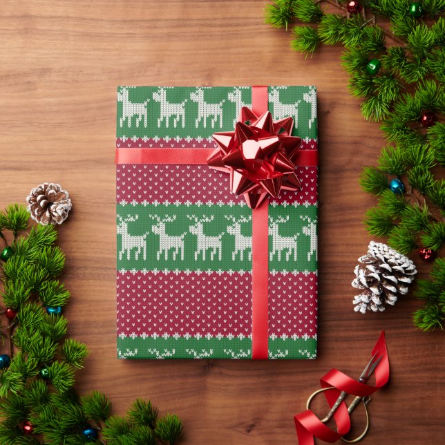 Papel De Presente Desfile de Rena Knit  (Presente de Natal)
