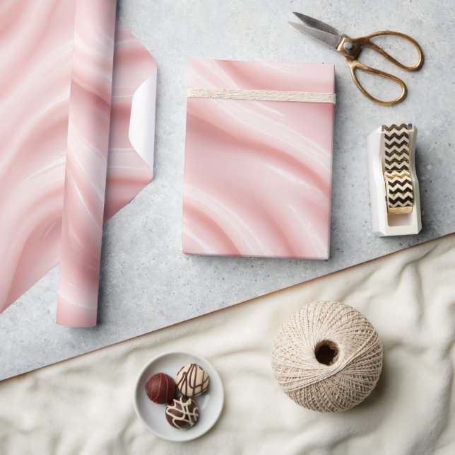 Papel De Presente Design Abstrato Creme Rosa (Artesanato)