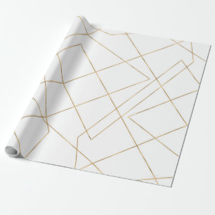 Papel De Presente Design abstrato de traços geométricos Dourados m