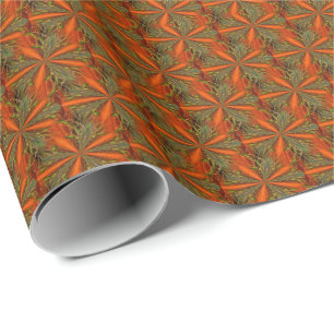 Papel De Presente Design Abstrato Laranja E Verde