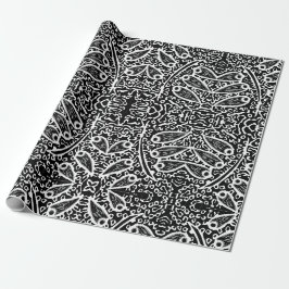 Papel De Presente Design Abstrato Preto e Branco