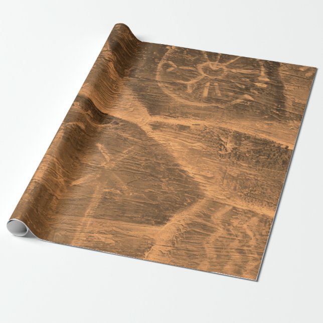 Papel De Presente design antigo na parede da caverna. história da an (Desenrolado)