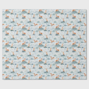 Papel De Presente Design Berçário Raposa da Floresta, Bebê Menino An