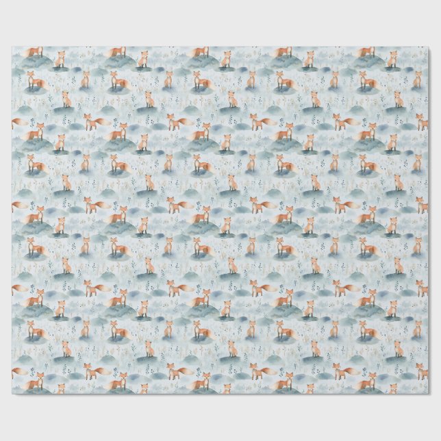 Papel De Presente Design Berçário Raposa da Floresta, Bebê Menino An (Aberto)