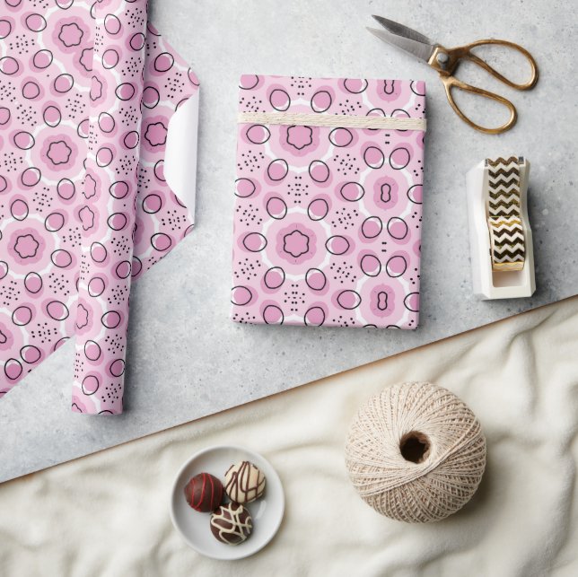 Papel De Presente design boho rosa bebê (Artesanato)