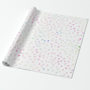 Papel De Presente Design branco de pontos brilhantes iridescentes el