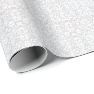 Papel De Presente Design branco floral bonito do damasco