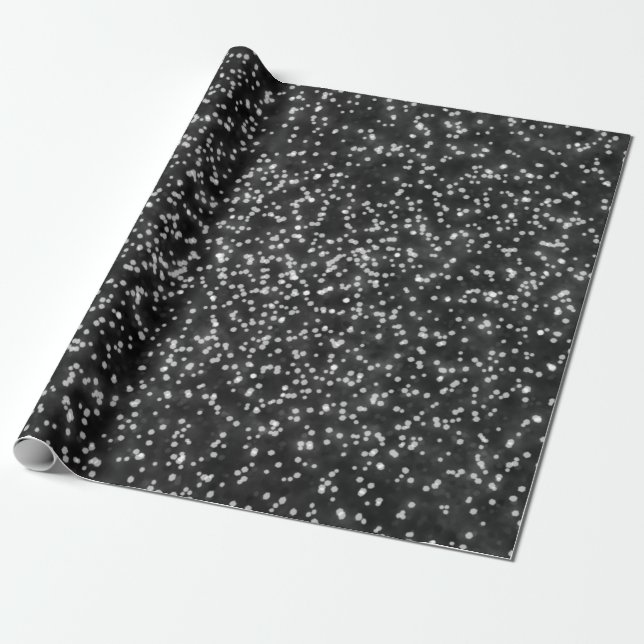 Papel De Presente Design brilhante bonito preto e branco (Desenrolado)