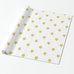 Papel De Presente Design brilhante, Dourada estrela brilhante, branc