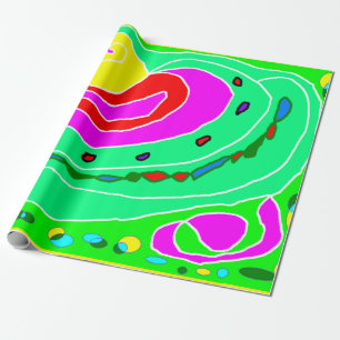 Papel De Presente Design cor-de-rosa púrpura verde-claro extra