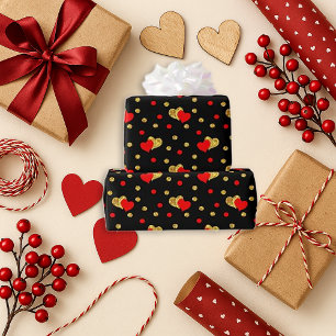Papel De Presente Design Coração Preto Romântico