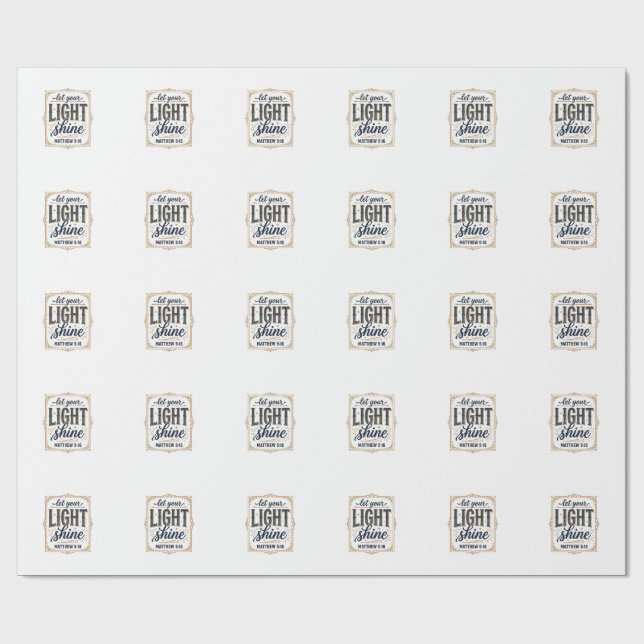 Papel De Presente Design Cristiano Deixe Sua Luz Brilhar Mateus 5_16 (Aberto)