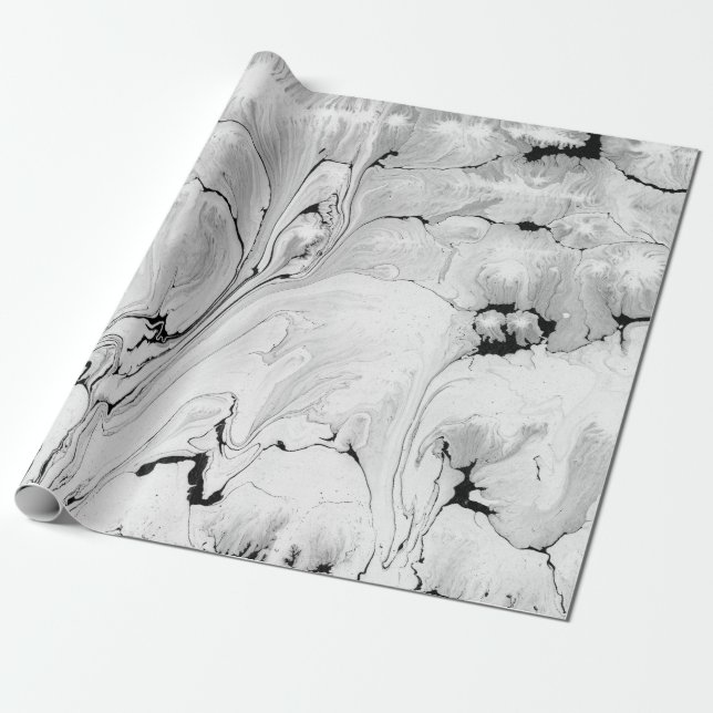Papel De Presente Design da textura da água preta, branca, papel (Desenrolado)