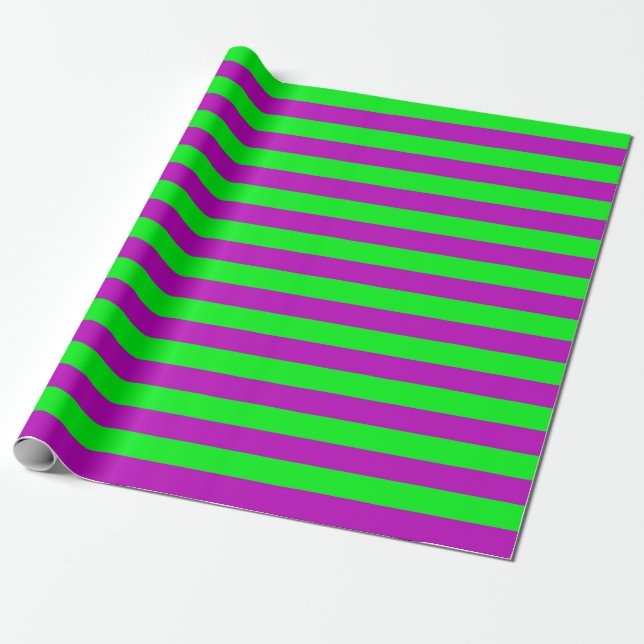 Papel De Presente Design das faixas roxas e verdes (Desenrolado)