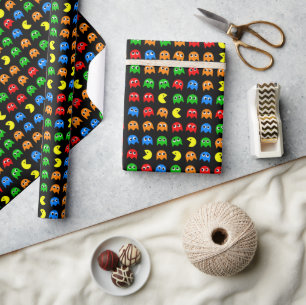 Papel De Presente Design de Aniversário de Arcade Gamer Pixel Ghost
