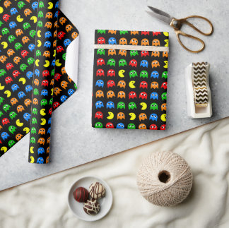 Papel De Presente Design de Aniversário de Arcade Gamer Pixel Ghost