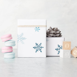 Papel De Presente Design de aquarela de Natal de inverno azul suave