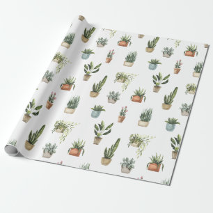 Papel De Presente design de aquarela de plantas com vasos