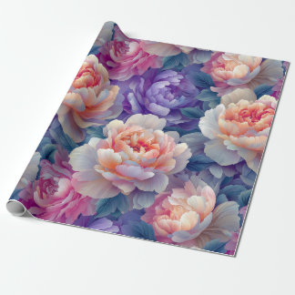 Papel De Presente Design de Arte de Flor Multicolorido de Peony Vibr