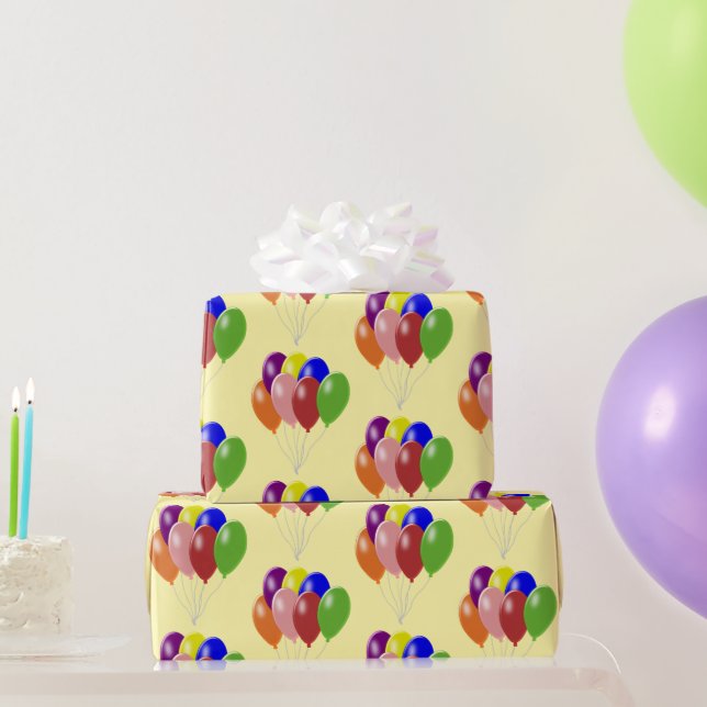 Papel De Presente Design de Balões Qualquer Cor de Fundo (Presentes para festas)