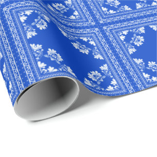 Papel De Presente Design de bandana azul e branca