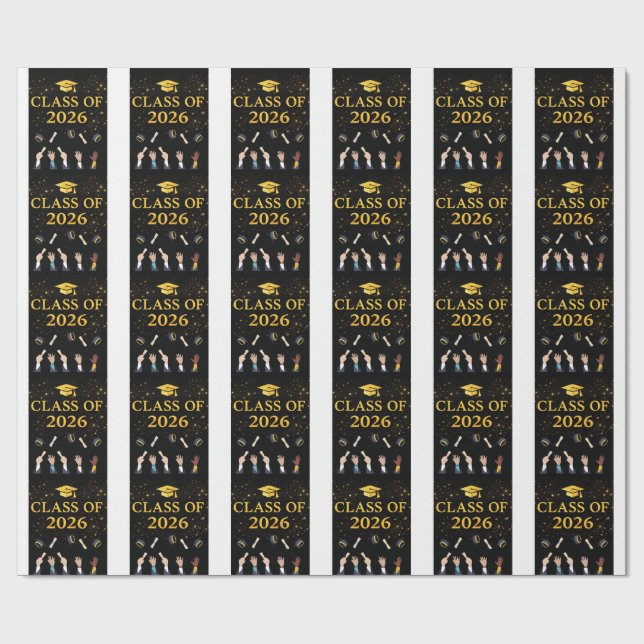 Papel De Presente Design de Boina de Formatura da Turma de 2026 | Bl (Aberto)