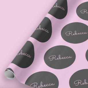 Papel De Presente Design de bolinhas moderno rosa e cinza retrô-mode