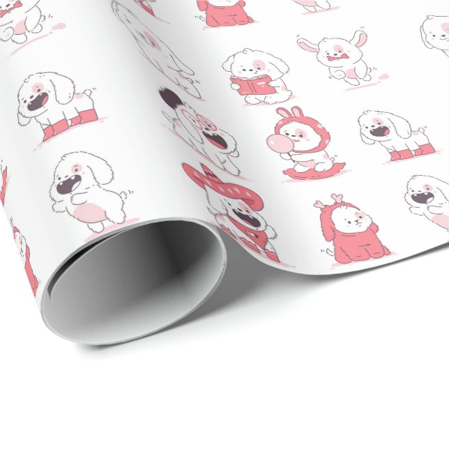 Papel De Presente design de cachorro fofo kawaii (Ponta do rolo)