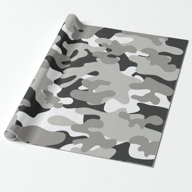 Papel De Presente Design de Camas Cinzas e Pretas (Desenrolado)