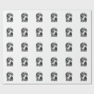 Papel De Presente Design de Camisa Vintage Halloween Casa Assombrada