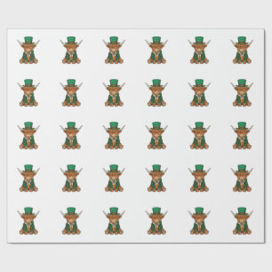 Papel De Presente Design de Camisa Vintage Trevo Irlandês Vaca Highl