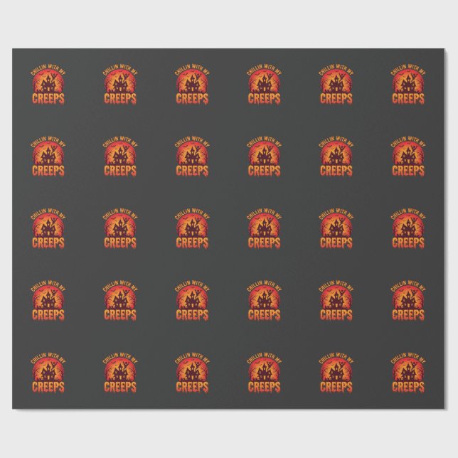 Papel De Presente Design de camiseta de Halloween Chillin With My Cr (Aberto)