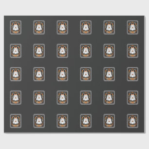 Papel De Presente Design de camiseta floral de abóbora de fantasma d