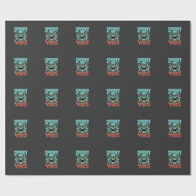 Papel De Presente Design de Caveira de Fantasma de Halloween Vibes A (Aberto)