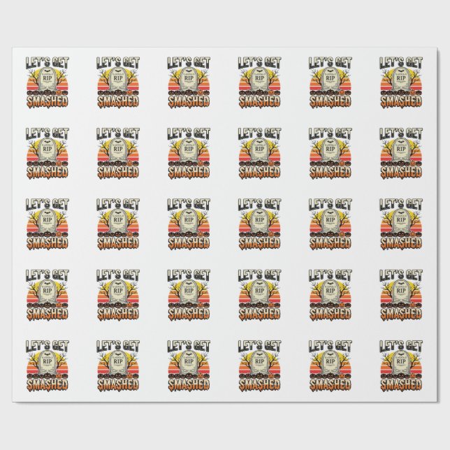 Papel De Presente Design de Cemitério Divertido de Halloween Vamos n (Aberto)