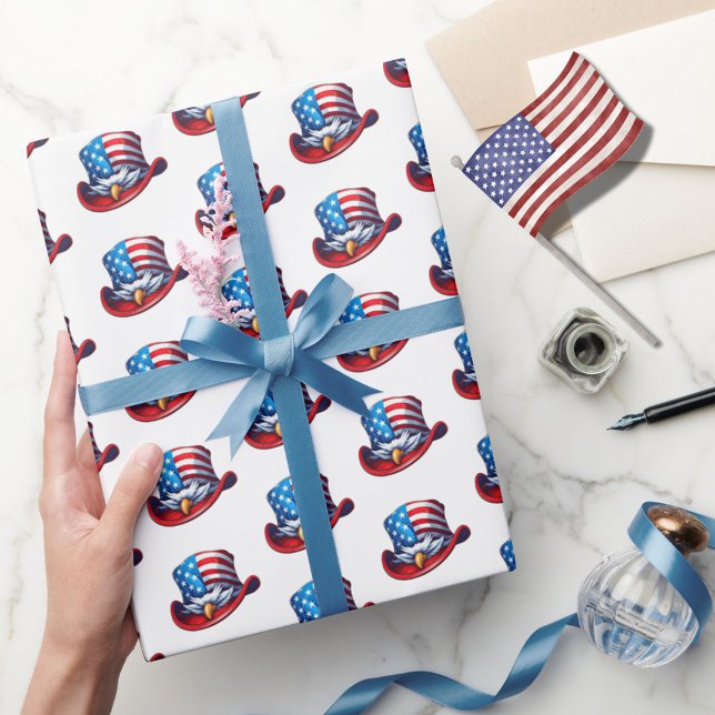 Papel De Presente Design de chapéu com bandeira americana e águia pa (Criador carregado)