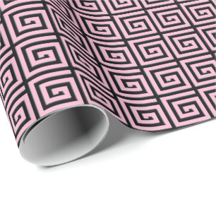 Papel De Presente Design de chave grega - aspecto de esmalte rosa e
