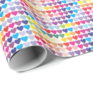 Papel De Presente Design de Corações Coloridos