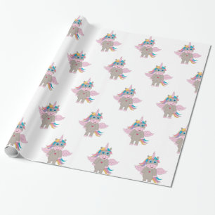 Papel De Presente Design de Cute Rainbow Unicorn