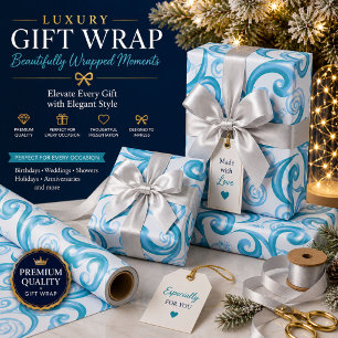 Papel De Presente Design de decoração de turquesa média, azul escura