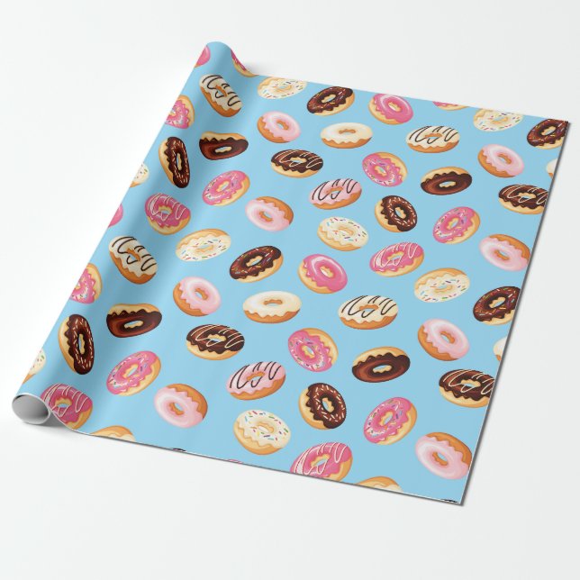 Papel De Presente Design de Donuts em ladrilho (Desenrolado)