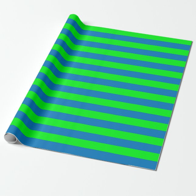 Papel De Presente Design de faixas azuis e verdes (Desenrolado)
